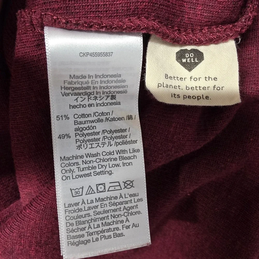 Madewell Burgundy Mock Neck Puff Sleeve Textured Knit Top XL CKP455955837